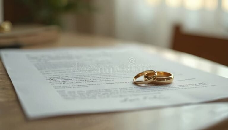 anneaux de mariage sur document officiel