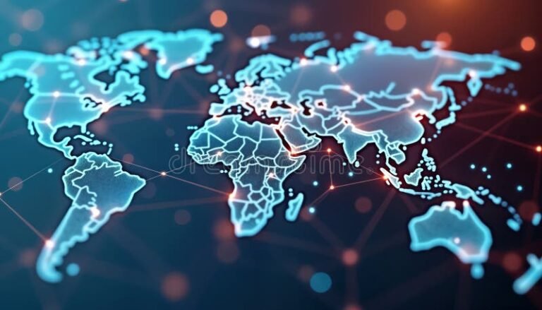 carte du monde avec icones bancaires brillantes 1