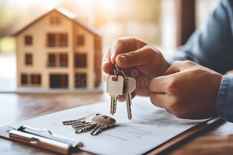 cles de maison sur fond de contrat immobilier