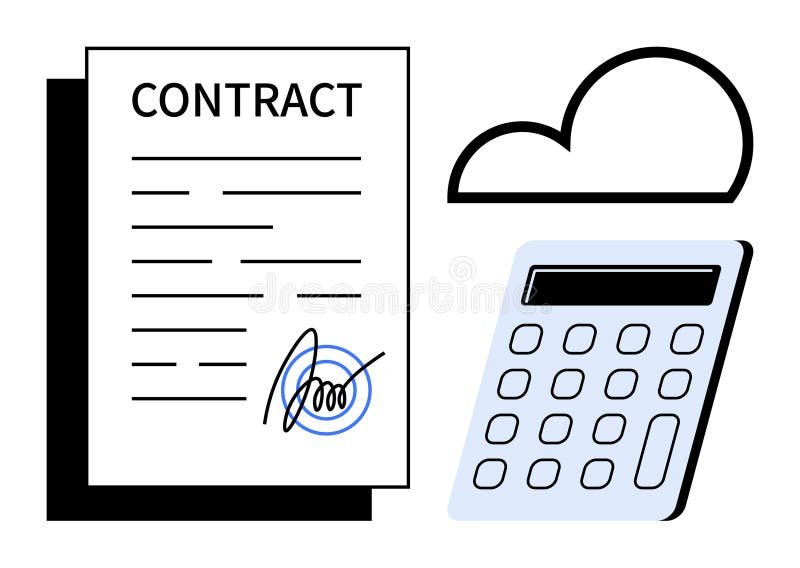 contrat numerique avec icones juridiques digitales