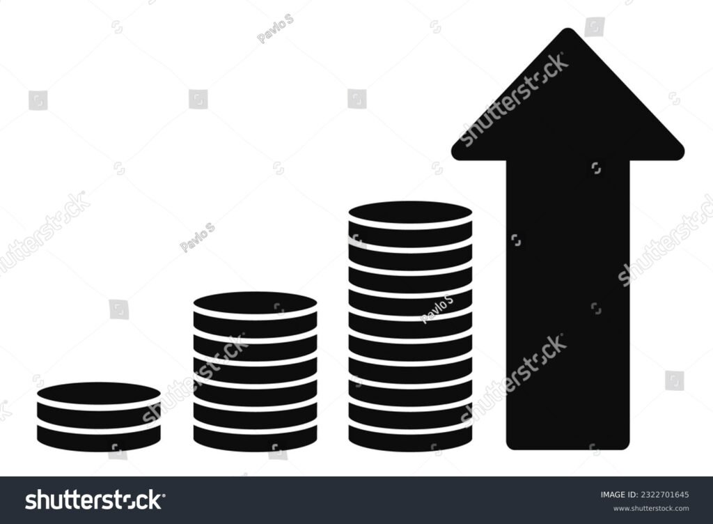 graphique croissant avec icone de piece