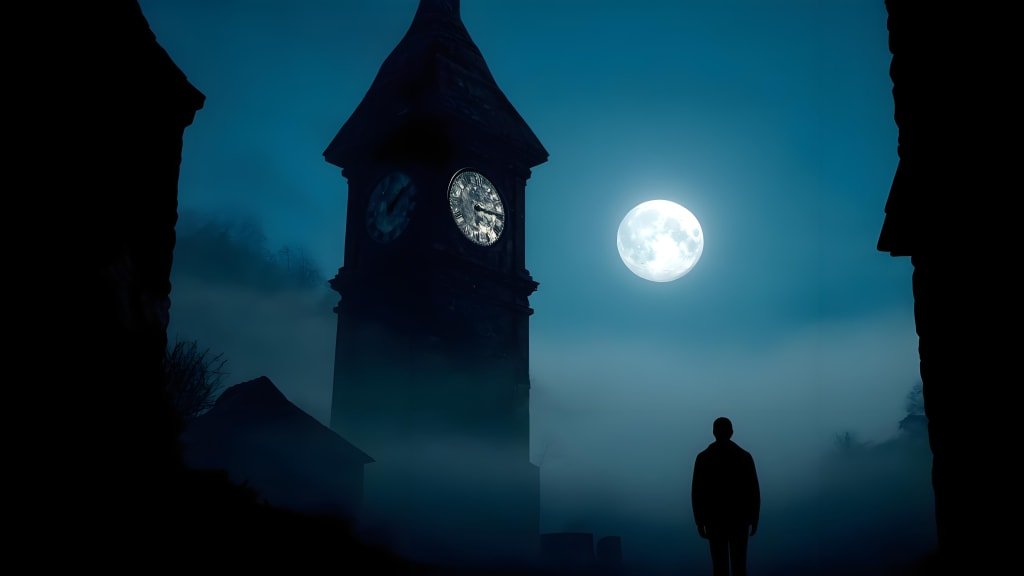 horloge ancienne devant maison en silhouette