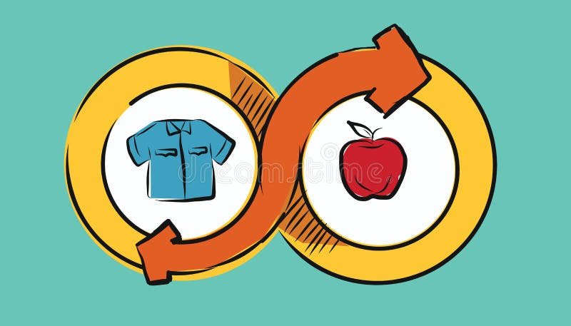 illustration dun marchand de biens avec symboles