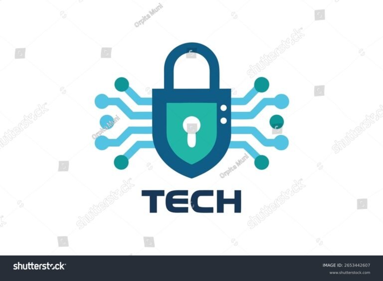 logo stylise avec cadenas et bouclier