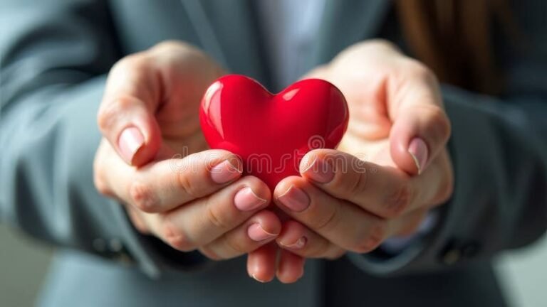 main donnant un coeur lumineux symbolisant don