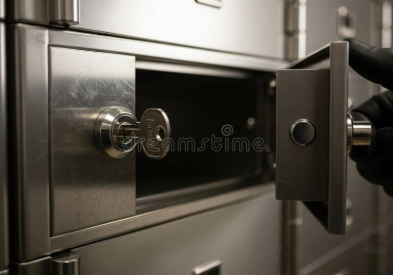 main ouvrant un coffre fort bancaire securise 1