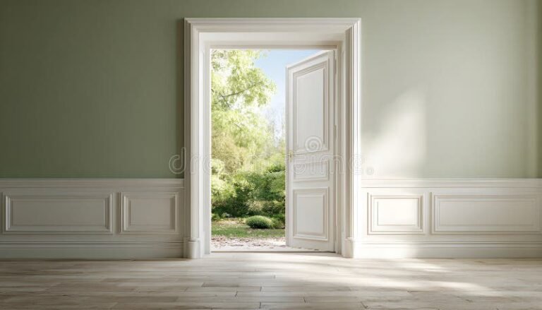 maison vide avec porte entre ouverte lumineuse