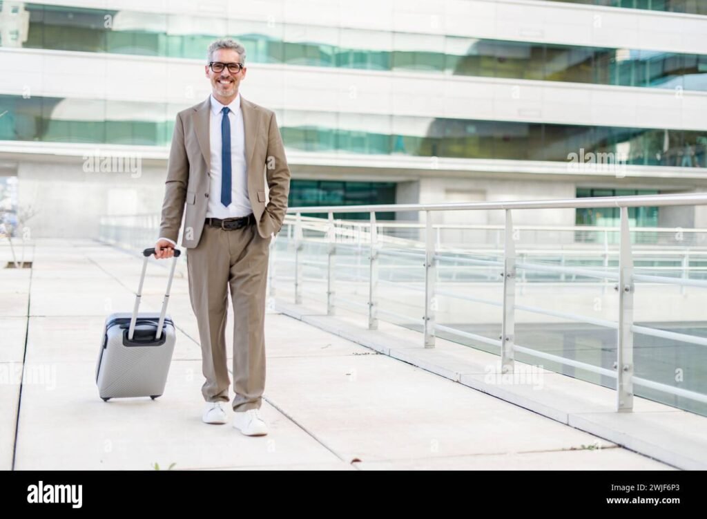 personne avec valise et panneau nouvelle entreprise