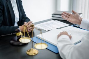 personne consultant un dossier juridique officiel