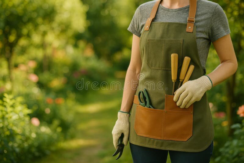 personne jardinant avec outils dans jardin verdoyant