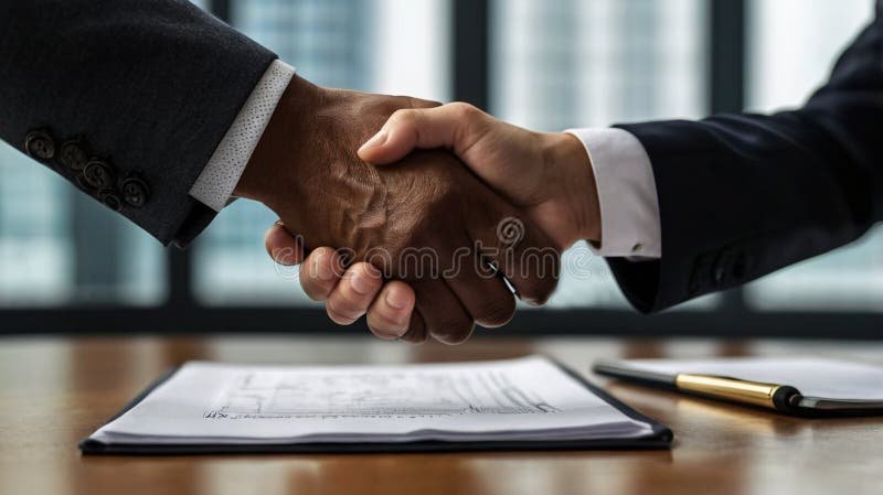 poignee de main professionnelle avec contrat signe