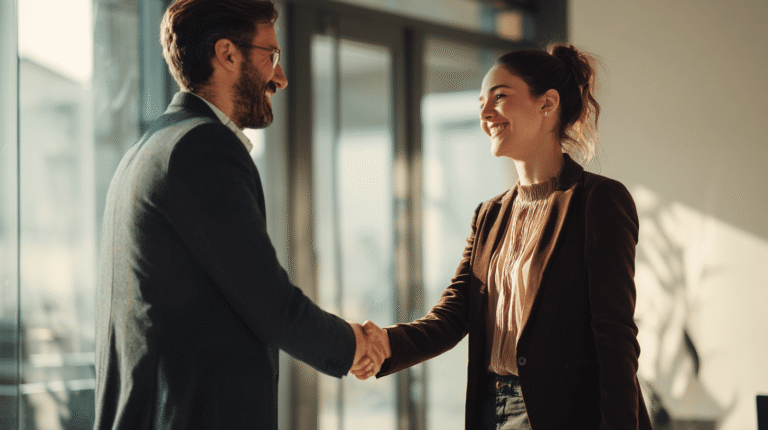 poignee de main professionnelle en bureau moderne