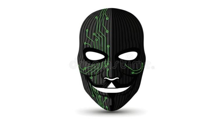 silhouette anonyme avec masque numerique eclate