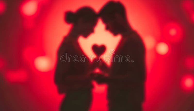 silhouettes anonymes echangeant des coeurs flous